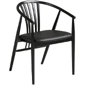 Ebuy24 Asti Esszimmerstuhl mit Armlehnen, schwarze Eiche, schwarzes PolyurethanKunstleder.
