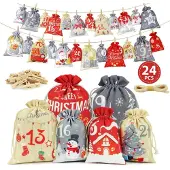Sonstiges Adventskalender zum Befüllen 2026, 24 Stoff-Säckchen, Weihnachtskalender zum Selbstbefüllen, Classic