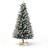 XMTECH Künstlicher Weihnachtsbaum 180 cm Flockiert PE PVC Schneeoptik Holzständer