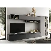 Freiraum Wohnwand >Ilary< in Ardesia / Piombo, Holzwerkstoff - 387x186x40cm (BxHxT)
