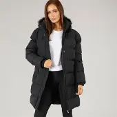 Closure London Damen - Lang geschnittener Kunstpelz-Parka Mit Kapuze - Schwarz