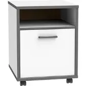 Forte Rollcontainer "Keflav", weiß (weiß, uni wolfram grau), B:49,8cm H:64,6cm T:52,2cm, Holzwerkstoff, Rollwagen, Rollcontainer, Breite 49,8 cm