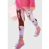 Miss Melody Leggings , Mädchen, Gr. 92/98, N-Gr, rosa (rose), Jersey, Obermaterial: 95% Polyester, 5% Elasthan, bedruckt, schmal lang, Hosen Leggings, mit schönem Pferdemotiv, Topseller