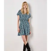 Apricot Minikleid "Batik Print Minikleid", Damen, Gr. XS (34), N-Gr, blau, Obermaterial: 60% Viskose CV. 40% Baumwolle CO., gemustert, Kleider Minikleid, mit Smokdetails