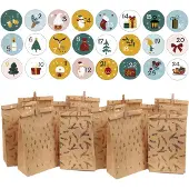 Dripio Adventskalender zum Selbstbefüllen, 24 braune Papiertüten, gold