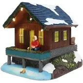 Santaville Chalet mit Fischer mit LED Polyresin 20 cm (multi)