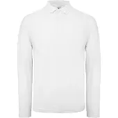 B&C PUI12 | Herren Long Sleeve Polo ID.001 / 100 % Baumwollpiqué - Farbe: White - Größe: L