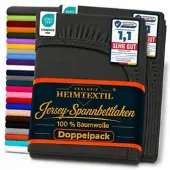 EXKLUSIV HEIMTEXTIL Jersey Spannbettlaken Doppelpack 140 - 160 x 200 cm Schwarz