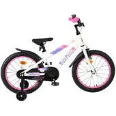 Volare Lily Kinderfahrrad - Mädchen - 18 Zoll - Weiss Rosa Lila