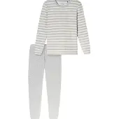 Schiesser Schlafanzug "Casual Essentials" 2 tlg. wärmende Frottee-Qualität, Rundhalsausschnitt, langärmelig