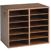 Vevor Dokumentenablage Holz Schreibtisch Organizer mit 12 Fächern Braun