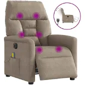 vidaXL Massagesessel Elektrisch Taupe Mikrofasergewebe