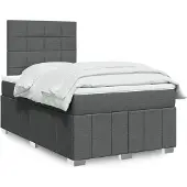 vidaXL Boxspringbett mit Matratze Dunkelgrau 120x190 cm Stoff