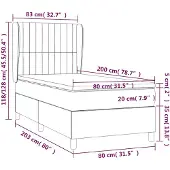 vidaXL Boxspringbett mit Matratze Creme 80x200 cm Stoff