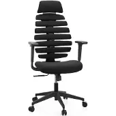 Hjh OFFICE Profi Bürostuhl ERGO LINE ECO Ergonomischer Schreibtischstuhl mit Armlehnen Stoff Schwarz Drehstuhl für Büro, Zuhause