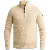 PME Legend Herren Pullover & Cardigans Half Zip Collar Cotton - Ecru - Größe M