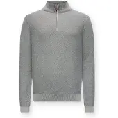 Indicode Troyer "INJexmon 1⁄2 Zip", Herren, Gr. L, grau (fog), Strick, Obermaterial: 100% Baumwolle, unifarben, regular fit normal, ohne Ausschnitt, Bündchen, Pullover Troyer, Baumwolle, regular fit