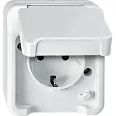 Merten Schuko-Steckdose Aquastar , IP44, polarweiß, Berührungsschutz - 1-fach