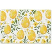 MuchoWow FUSSMATTE Blumen - Ostereier - Gelb Teppichmatte 90x60 cm