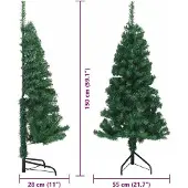 vidaXL Eckiger Künstlicher Weihnachtsbaum Grün 150 cm PVC und Metall 3397253