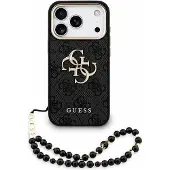 GUESS PU 4G Metalllogo Tragehülle für iPhone 18 Pro Max Schwarz