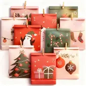 Dripio Adventskalender zum Befüllen, 24 Tüten, Kraftpapier, Juteschnur, Holzklammern
