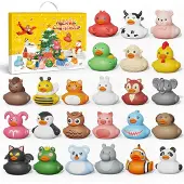 Merkloos Adventskalender mit 24 bunten Gummienten, Badspielzeug, für Kinder