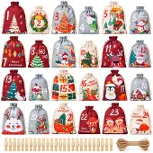 Dripio Adventskalenderbeutel 24er Set, Stoff, aufhängbar, befüllbar