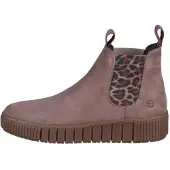 Tamaris Chelseaboots , Damen, Gr. 38, wärmend, braun (braun leo), Elastischer Einsatz, Nubukleder, Schuhe Chelseaboots, Plateaus, Herbstboots mit zwei Anziehlaschen, Topseller