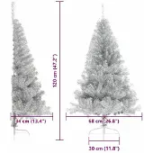 vidaXL Künstlicher Vorbeleuchteter Weihnachtsbaum Silber 120 cm PET 3397178