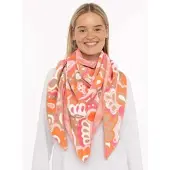 Zwillingsherz Dreieckstuch "Paisley all over", Damen, bunt (orange pink beige), Strick, Materialmix, gemustert, mehrfarbig, Modetücher Dreieckstuch, modisches Muster, Strick, wärmend