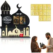 Dripio Ramadan Countdown-Kalender aus Holz, 1 Stück, schwarz, 21,9 cm