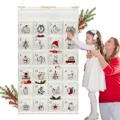 Dripio Stoff-Adventskalender 130x70 cm, 24 Fächer, rot-weiß