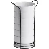 Vessia Suppenschalen/Teller - 6x Stuck - Porzellan - 800 ml - weis - Im Metallstapelgestell