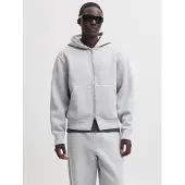 Jack & Jones Kapuzensweatjacke "JCOLEGACY SWEAT SCUBA ZIP HOOD NOOS" Materialmix, loose fit