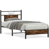 vidaXL Bettgestell ohne Matratze Räuchereiche 90x200 cm Holzwerkstoff