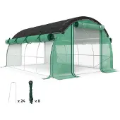 Outsunny Gewächshaus 4 x 3 x 2 m Foliengewächshaus mit 8 Fenster, Rolltüren, Aufrollbar Seitenwänden, UV-beständiger Folientunnel, Winterfest