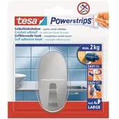 TESA Powerstrips Haken L Metall Oval, weiß | 1 Stück