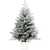 HOMCOM Mini 90 cm Weihnachtsbaum mit 296 Zweigspitzen Schnee-Effekt Topf