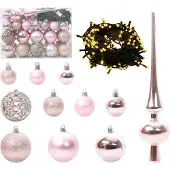 vidaXL Weihnachtskugel-Set 61 stk. 150 LEDs Warmes Weiß Ø 6 cm