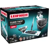 Leifheit Bodenwischer-Set CLEAN TWIST M Ergo Black, für alle glatten Böden