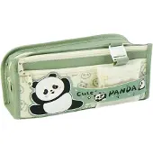 Merkloos Federmäppchen Panda, groß, grün, für Schule und Büro