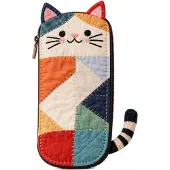 Merkloos Federmäppchen Katzenmotiv, weiches Stoffetui, 1 Stück, für die Schule