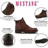 Mustang Winterstiefelette SHOES "Midor", Herren, Gr. 40, Warmfutter, braun, Lederimitat, Textil, used, Basic, Schuhe Winterstiefelette, Schnürstiefel, Winterstiefel mit Warmfutter