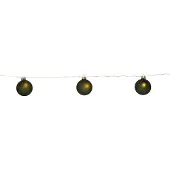 Star Trading Batteriebetriebene Deko-Lichterkette ,Bliss', 8 dunkelgrüne Weihnachtskugeln mit LED-Lichterkette, Timer, L 160cm