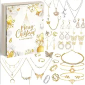 Merkloos Adventskalender Schmuck 24 goldene Schmuckstücke, Geschenkset, für die Weihnachtszeit