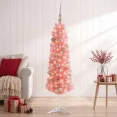 Syfax Künstlicher schlanker Weihnachtsbaum mit Weihnachtskugel 120 cm