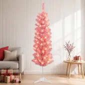 Syfax Künstlicher schlanker Weihnachtsbaum 120 cm 150 LEDs