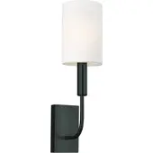 Elstead Lighting Brianna Wandleuchte 1-flammig E14 Schwarz mit weißem Leinenschirm