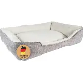 Intirilife flauschiges Plüsch Haustierbett in Grau - 50 x 40 x 13 cm - Weiches rutschfestes Hundebett Katzenbett Kissen komfortables Hundesofa Katzensofa für Hunde und Katzen